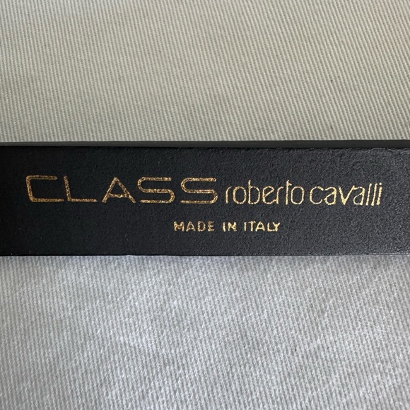 CLASS ROBERTO CAVALLI Women Black Leather Belt S NWOT - Picture 4 of 5